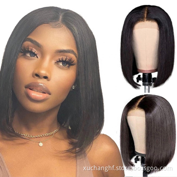 HF Cheap Price Yaki Blunt Closure Bob Wig,Blonde Bob 1B/613 Lace Front Wig,Silky Straight Wave Original Lace Human Hair Wig